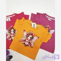 کراپ دخترانه آستین چین دار پنبه ای طرح فرشته