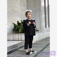 شومیز دخترانه مشکی شانتون نخ مناسب محرم سایز 1 تا 8 سال