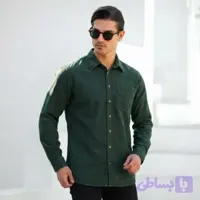 پیراهن کتان تک جیب سبز لجنی تاج نیا