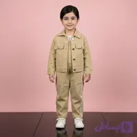 ست کت و بیلر کتان دخترانه رنگ کرم