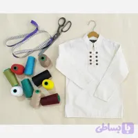 پیراهن پسرانه الیاف طبیعی مدل آرشا رنگ سفید سایز 1 تا 7
