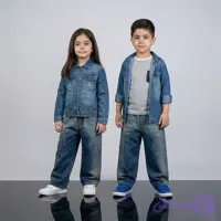 شلوار جین بگ بچه گانه آبی مناسب دختر و پسر 2 تا 7 سال