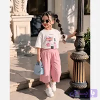 ست تیشرت و شلوار دخترانه لینن کتان سایز 40 تا 70