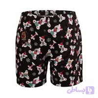 شورتک بلند زنانه نخ و پنبه طرح خرس کریسمس سایز 2XL رنگ مشکی