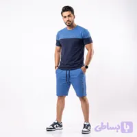 ست تیشرت و شلوارک مردانه طرح لس آنجلس جنس پنبه و کتان