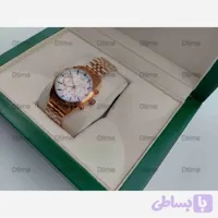 ساعت مچی زنانه رومانسون مدل کرنوگراف بند استیل رزگلد صفحه سفید
