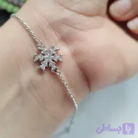 دستبند نقره زنانه عیار 925 طرح جواهری با روکش طلا سفید