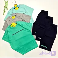 ست دو تکه تیشرت و شلوارک پنبه ای تابستانی طرح بنتون سایز 3 تا 7 سال