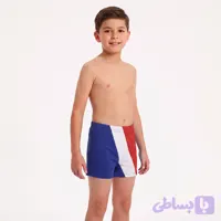 شورت مایو پسرانه آبی پرچمی جذب سایز 4 تا 16 سال