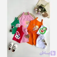 ست تاپ و شلوارک نوزادی دخترانه پنبهای طرحدار سایز 6 ماه تا 2 سال