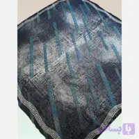 مینی اسکارف نخی طوسی و آبی قواره 90 سانتی متر