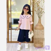 شلوار تک لینن کتان واید لگ دخترانه مناسب 2 تا 9 سال