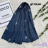 شال حریر کبریتی پاپیونی مشکی وارداتی مجلسی و روزمره قواره 190 در 67