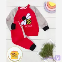 ست بلوز و شلوار مخمل بچگانه طرح زنبوری تو کرک و گرم وارداتی