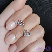 گوشواره نقره زنانه طرح قلب عیار 925 با روکش طلا سفید