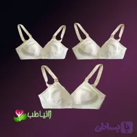 3 عدد سوتین زنانه ژانیاطب نخی پنبه طبیعی کرم روشن سایز 65 تا 95