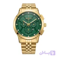 ساعت مچی مردانه سیکو طلایی صفحه سبز بند استیل طرح سه موتور با تقویم و موتور ژاپن