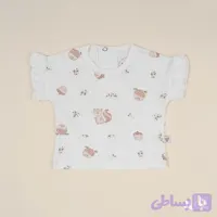 بلوز آستین کوتاه نوزادی طرح فندق نیلی
