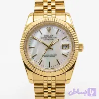 ساعت مردانه رولکس دیت جاست طلایی صفحه سفید موتور کوارتز ژاپن مستر کوالیتی