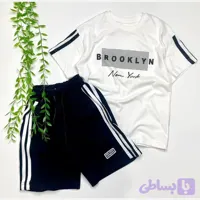 ست تیشرت شلوارک اسپرت دخترانه و پسرانه طرح brooklyn پنبه دورس ترک