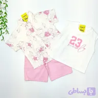 ست 3 تکه اسپرت بچگانه شامل پیراهن تاپ و شلوارک