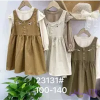 ست بلوز و سارافون کتان دخترانه وارداتی مناسب 4 تا 11 سال
