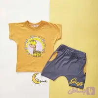 ست تیشرت و شورت دخترانه طرح زرافه جنس نخ پنبه سایز 3 تا 6 سال