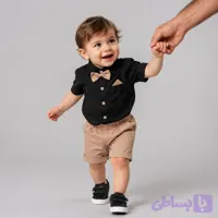 ست تیشرت و شلوارک نوزادی پسرانه طرح محرمی جنس کتان نخ