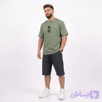 ست تیشرت و شلوارک مردانه NY پنبه و کتان کاغذی