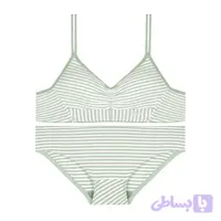 ست شورت و سوتین زنانه نخی اسفنجی راه راه دوبند اسلیپ Smile