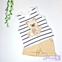 ست تاپ و شلوارک نوزادی طرح تدی پنبه صددرصد ضد حساسیت سایز 1 تا 3 سال