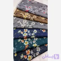 روسری نخی زنانه گل ریز دور دوزی مارتاشاپ قواره یک متری