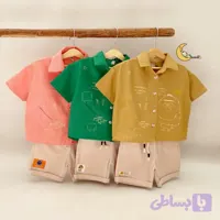 پیراهن شلوارک پسرانه ست تابستانی بیرونی نخی کتان 1 تا 6 سال