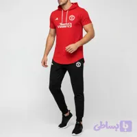 ست تی شرت و شلوار مردانه مدل man پنبه ای دو تکه آستین کوتاه کلاهدار