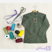پیراهن پسرانه الیاف طبیعی مدل آرشا رنگ سبزآبی سایز 4 تا 8