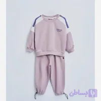 ست دورس و شلوار جاگر بچگانه توکرک رنگ کرم مناسب 2 تا 6 سال
