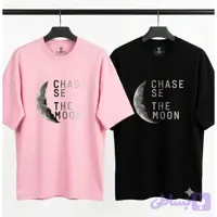 تیشرت نخ پنبه مردانه و زنانه فانتزی CHASE THE MOON رنگ مشکی و صورتی