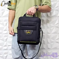 کیف دوشی و دستی مردانه برزنتی دیبا خارجی سه خانه مشکی سایز بزرگ - شال پرنسا