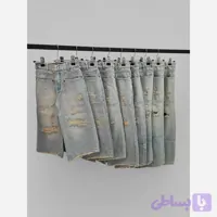 شلوار جین دخترانه واید لگ زاپدار تینت خاکی