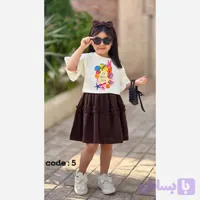ست بلوز و دامن دخترانه پنبه و لینن پاستیلی سایز 2 تا 10 سال