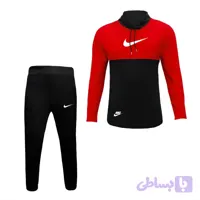 ست تیشرت آستین بلند مردانه طرح نایک یقه ایستاده جودون و شلوار نخی ترکيبي دو رنگ سایز L XL XXL