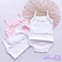 بادی رکابی نوزادی پسرانه دخترانه پنبه ای اعلا دو رنگ سایز 6 تا 36 ماه