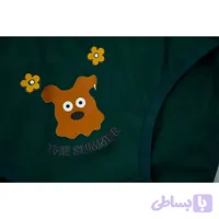 شورت زنانه نخی طرح پاندا رنگ سبز