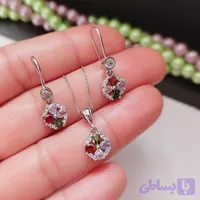 نیم ست نقره زنانه عیار 925 روکش طلا سفید بدون زنجیر