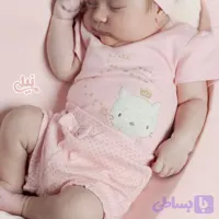 ست لباس نوزادی پنبه ای طرح بالرین آستین کوتاه و شلوارک در 4 سایز