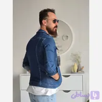 کت جین مردانه تمام کش ترک رنگ آبی روشن و آبی تیره فری سایز مناسب وزن 45 تا 60 کیلوگرم
