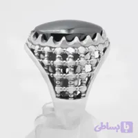 انگشتر مردانه نقره با نگین حدید صینی حکاکی ضریح امام رضا (ع)