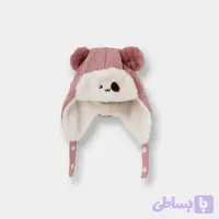 کلاه زمستانی دخترانه بافت داخل پولیش رنگ صورتی