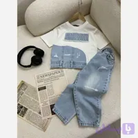 ست تیشرت و شلوار جین بچگانه اسپرت دخترانه و پسرانه 1 تا 7 سال