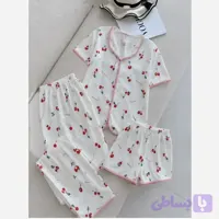 ست بلوز شلوار و شلوارک سه تیکه پنبه گیلاسی کریشه فری سایز